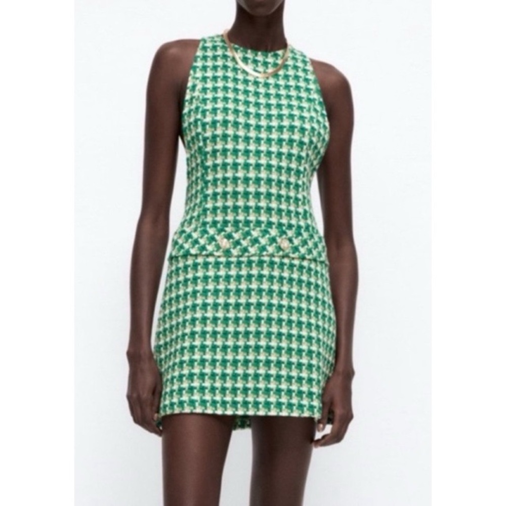 Zara - Green Tweed Dress -Size Medium